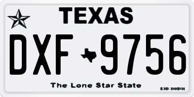 TX license plate DXF9756