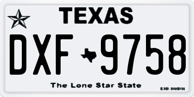 TX license plate DXF9758