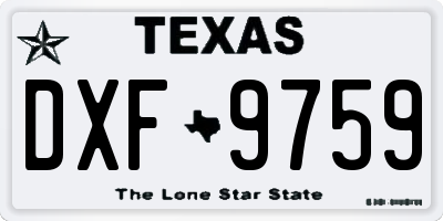 TX license plate DXF9759