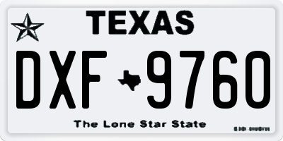 TX license plate DXF9760