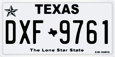 TX license plate DXF9761
