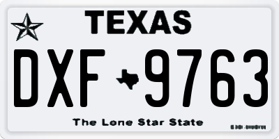 TX license plate DXF9763