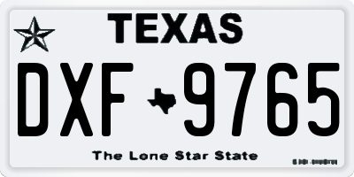TX license plate DXF9765