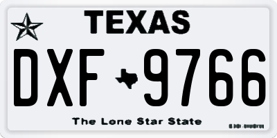 TX license plate DXF9766