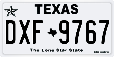 TX license plate DXF9767