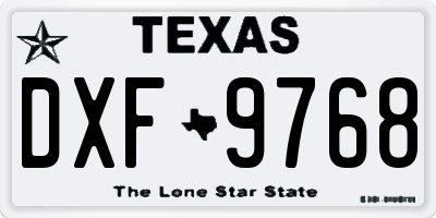 TX license plate DXF9768