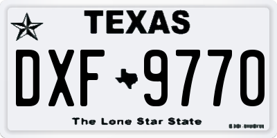 TX license plate DXF9770