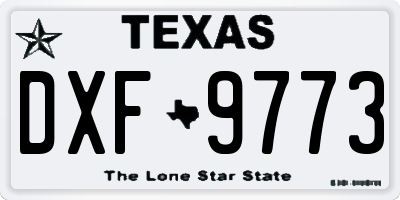 TX license plate DXF9773
