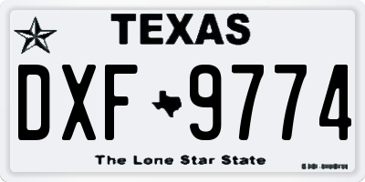 TX license plate DXF9774