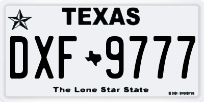 TX license plate DXF9777
