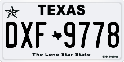 TX license plate DXF9778