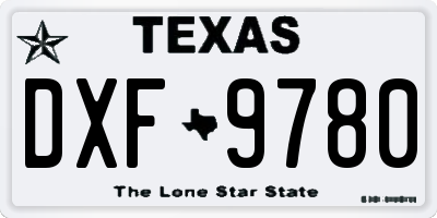 TX license plate DXF9780