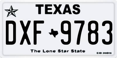TX license plate DXF9783