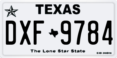 TX license plate DXF9784