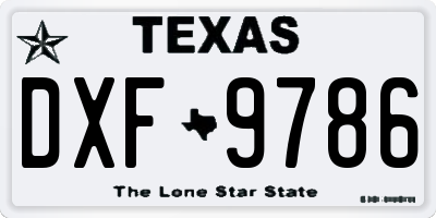TX license plate DXF9786
