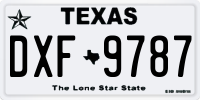 TX license plate DXF9787