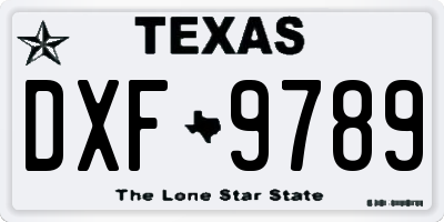 TX license plate DXF9789