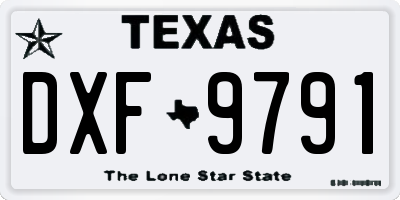 TX license plate DXF9791