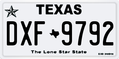 TX license plate DXF9792