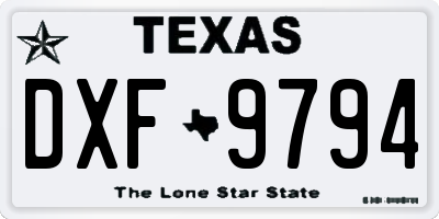 TX license plate DXF9794