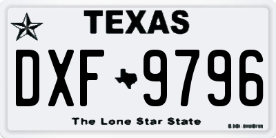 TX license plate DXF9796