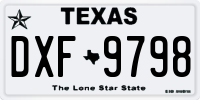 TX license plate DXF9798