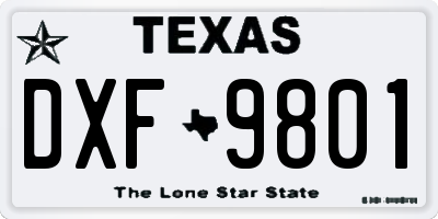 TX license plate DXF9801