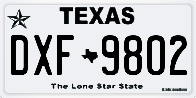 TX license plate DXF9802