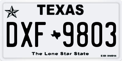TX license plate DXF9803