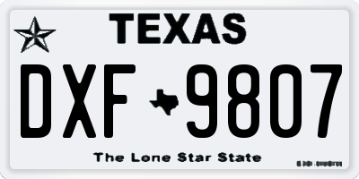 TX license plate DXF9807