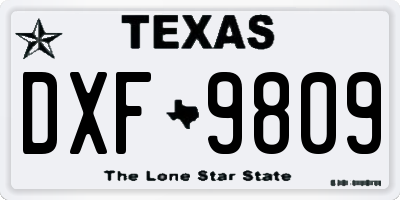 TX license plate DXF9809