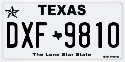 TX license plate DXF9810