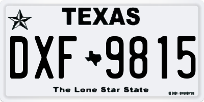 TX license plate DXF9815