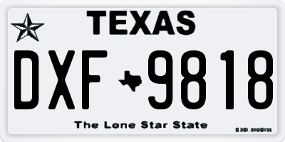 TX license plate DXF9818