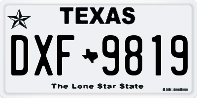 TX license plate DXF9819