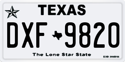 TX license plate DXF9820