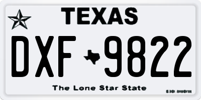 TX license plate DXF9822