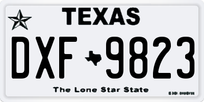 TX license plate DXF9823