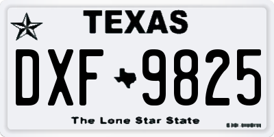 TX license plate DXF9825