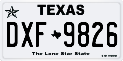 TX license plate DXF9826