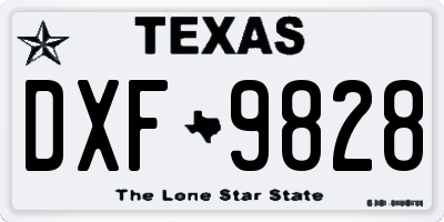 TX license plate DXF9828