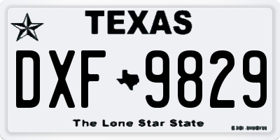 TX license plate DXF9829