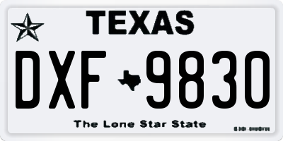 TX license plate DXF9830