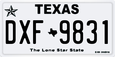 TX license plate DXF9831