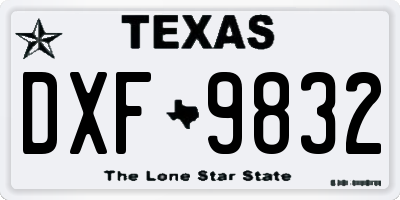 TX license plate DXF9832