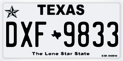 TX license plate DXF9833