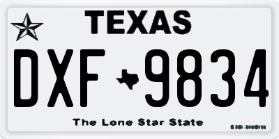 TX license plate DXF9834