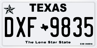 TX license plate DXF9835