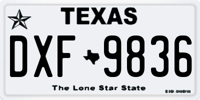 TX license plate DXF9836
