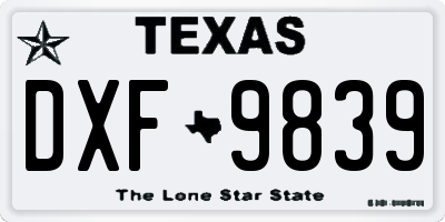 TX license plate DXF9839
